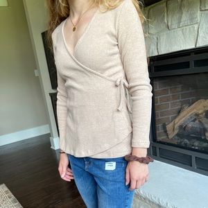 tan wrap tie top
